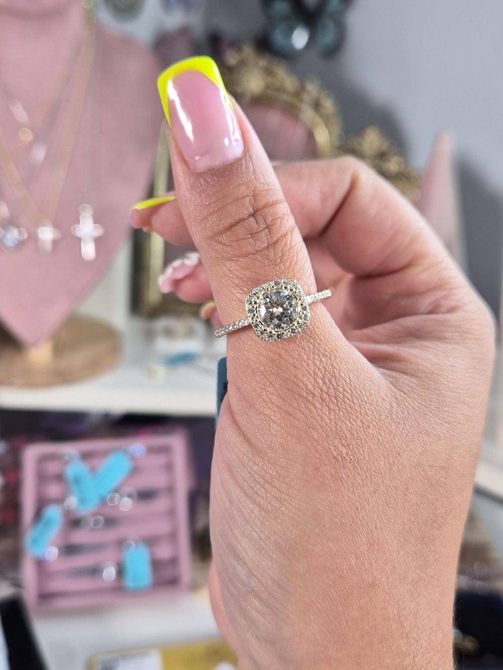 925 Moissanite Halo Ring Size 8 1.61ct